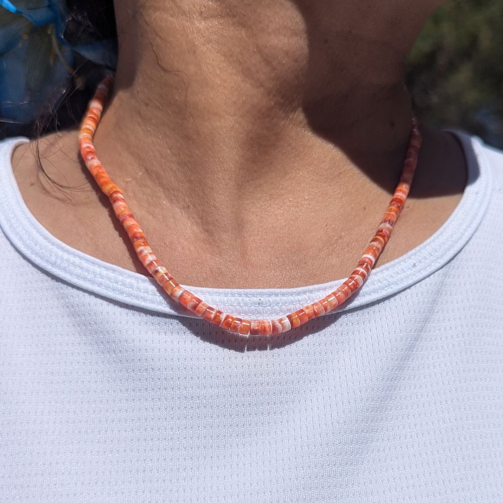 Handcrafted Santo Domingo Pueblo Spiny Oyster Choker‎ Necklace Beaded Jewelry